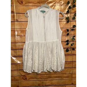Antica Santoria by Giacomo Cinque White Boho Cotton Beachy Tunic Sz S/M “flawed”